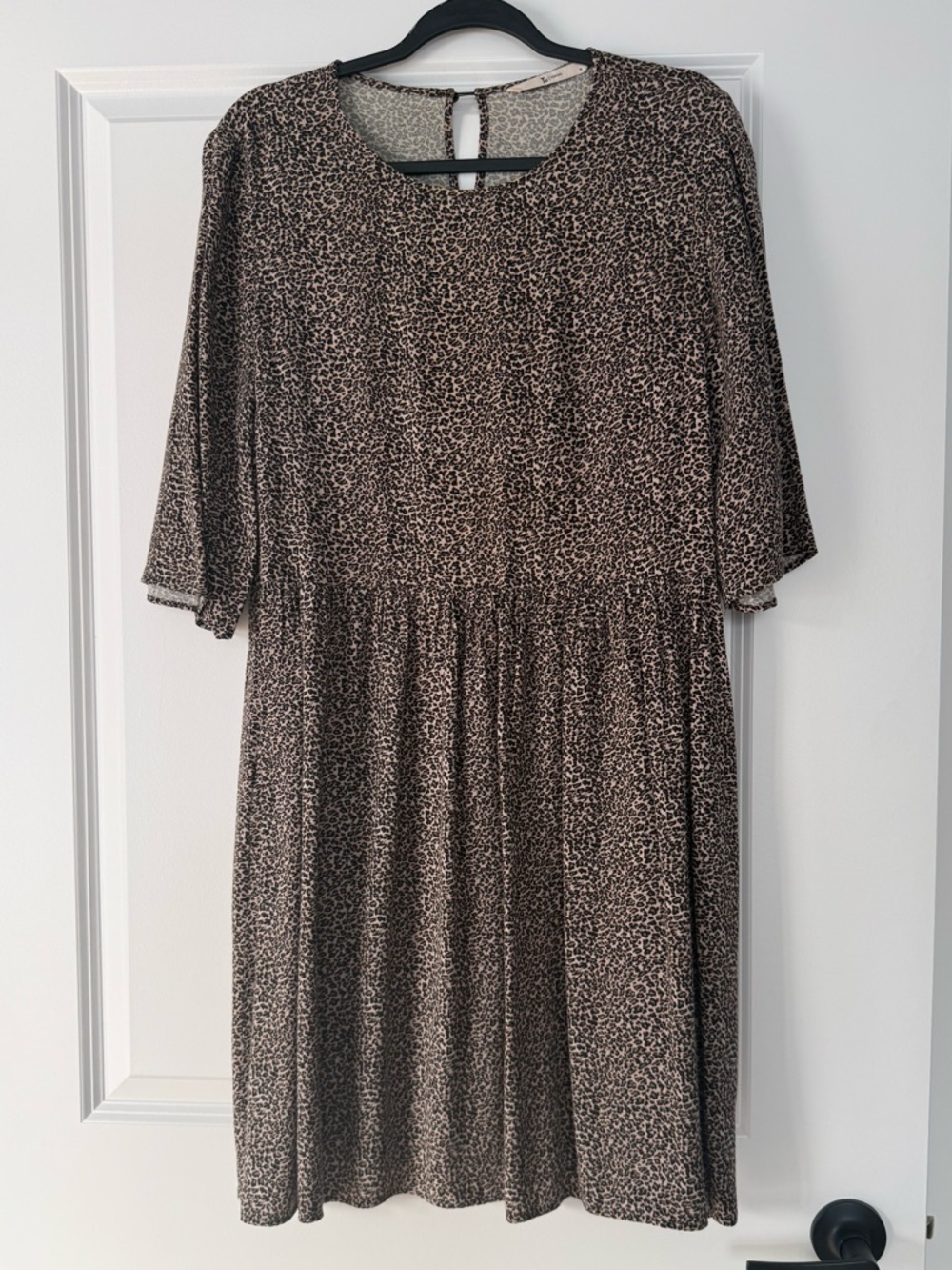 Brown Animal Print Short Sleeve Dress
